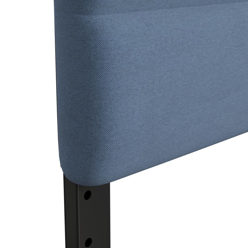 Paxton Twin Channel Stitched Fabric Upholstered Headboard, Adjustable Height from  44.5" to 57.25" - Blue. Picture 9