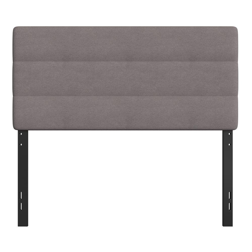 Full Channel Stitched Fabric Upholstered Headboard, from 44.5" to 57.25" - Gray. Picture 11