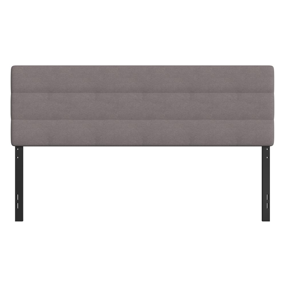 King Channel Stitched Fabric Upholstered Headboard, from 44.5" to 57.25" - Gray. Picture 11