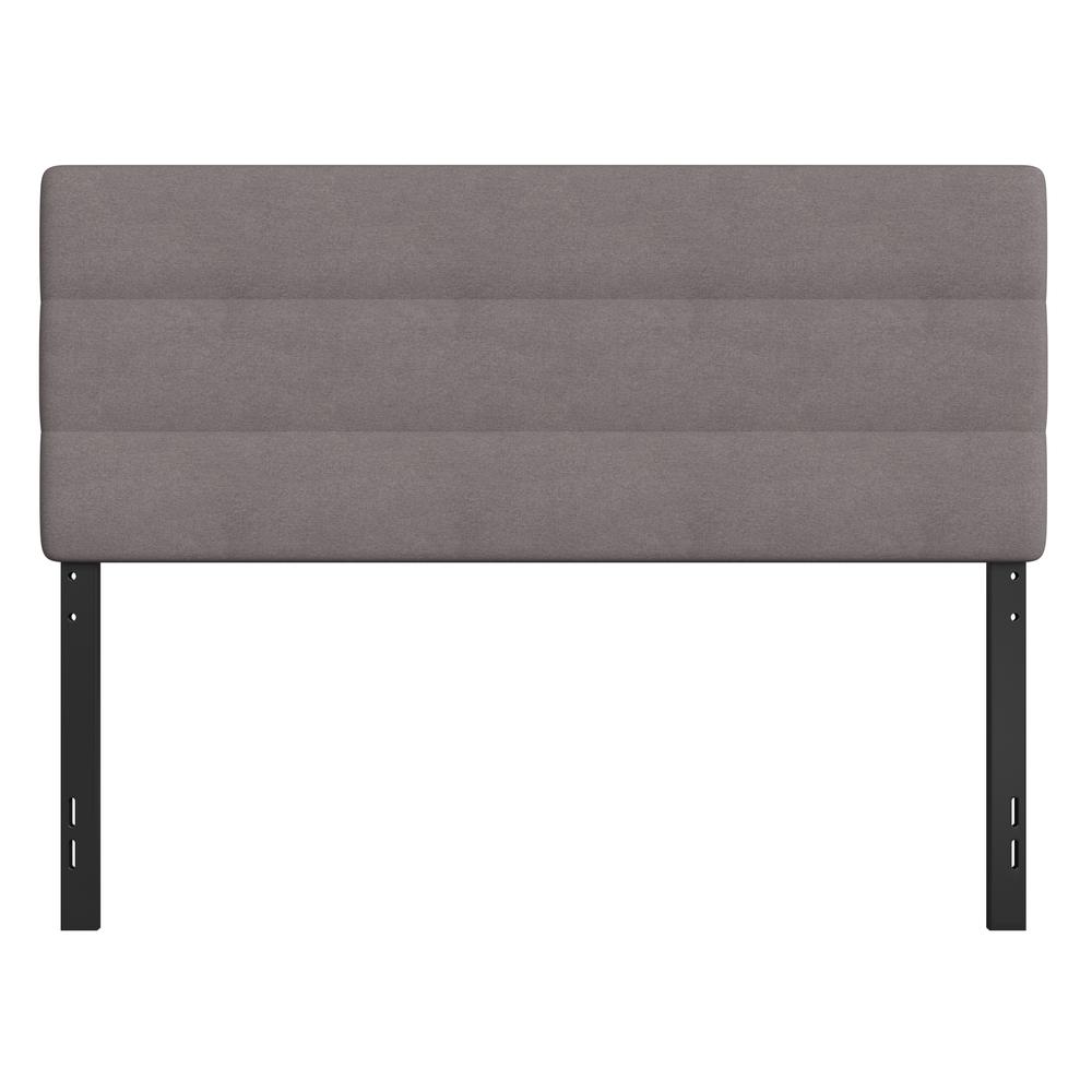 Queen Channel Stitched Fabric Upholstered Headboard, from 44.5" to 57.25" - Gray. Picture 11