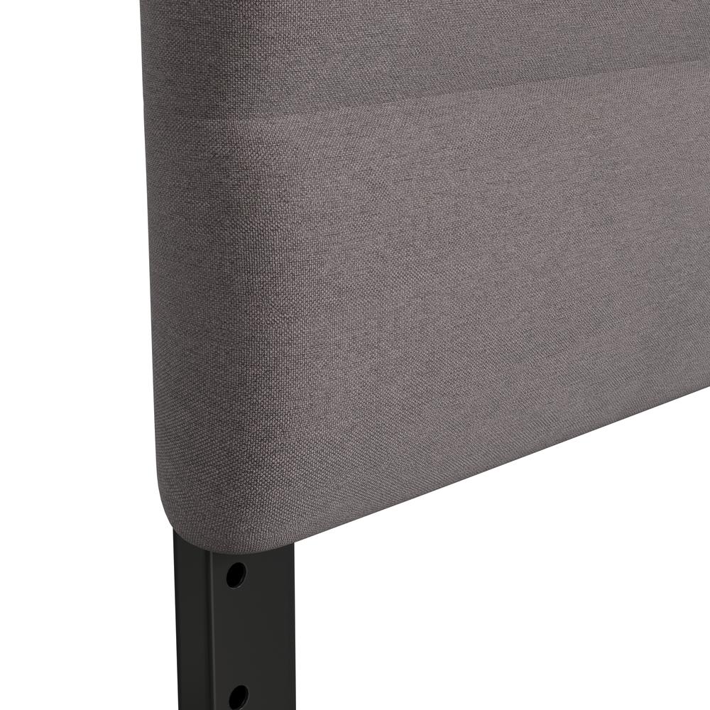 Queen Channel Stitched Fabric Upholstered Headboard, from 44.5" to 57.25" - Gray. Picture 9
