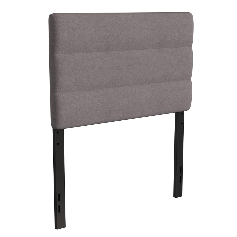 Paxton Twin Channel Stitched Fabric Upholstered Headboard, Adjustable Height from  44.5" to 57.25" - Gray. Picture 1