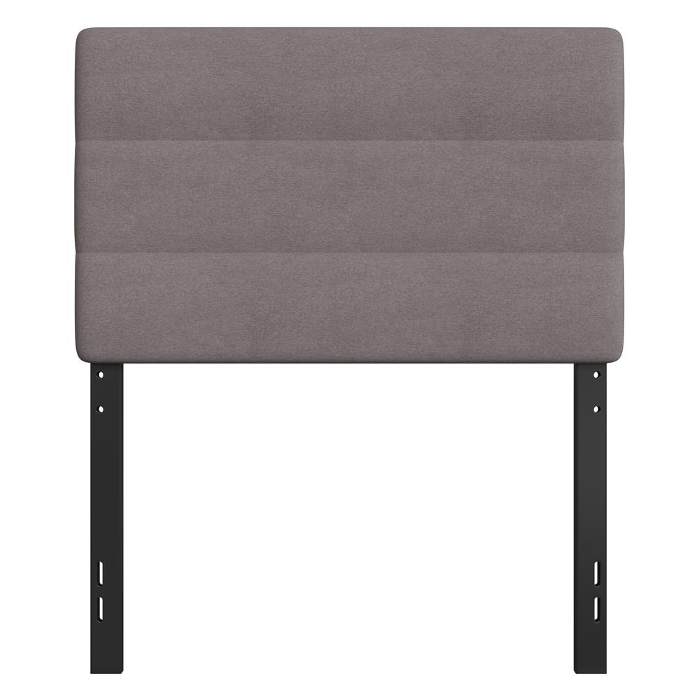 Paxton Twin Channel Stitched Fabric Upholstered Headboard, Adjustable Height from  44.5" to 57.25" - Gray. Picture 11
