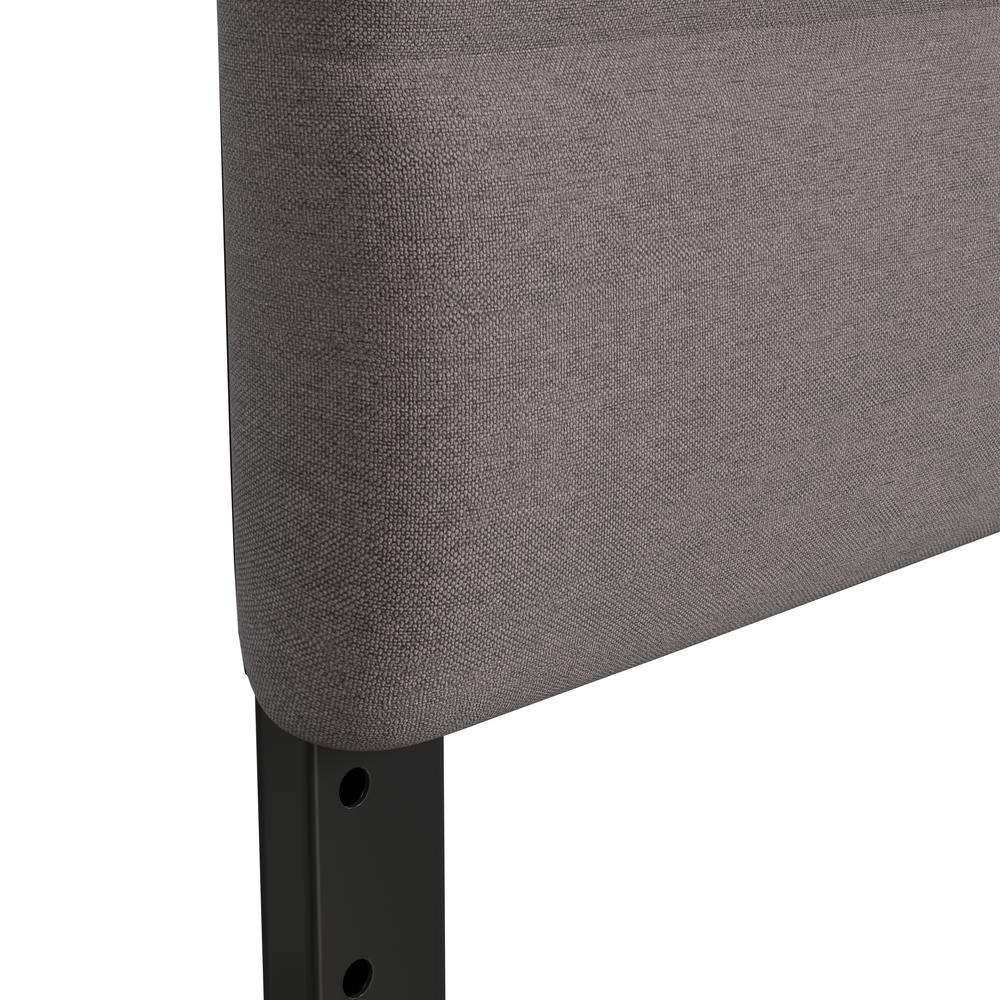 Paxton Twin Channel Stitched Fabric Upholstered Headboard, Adjustable Height from  44.5" to 57.25" - Gray. Picture 9