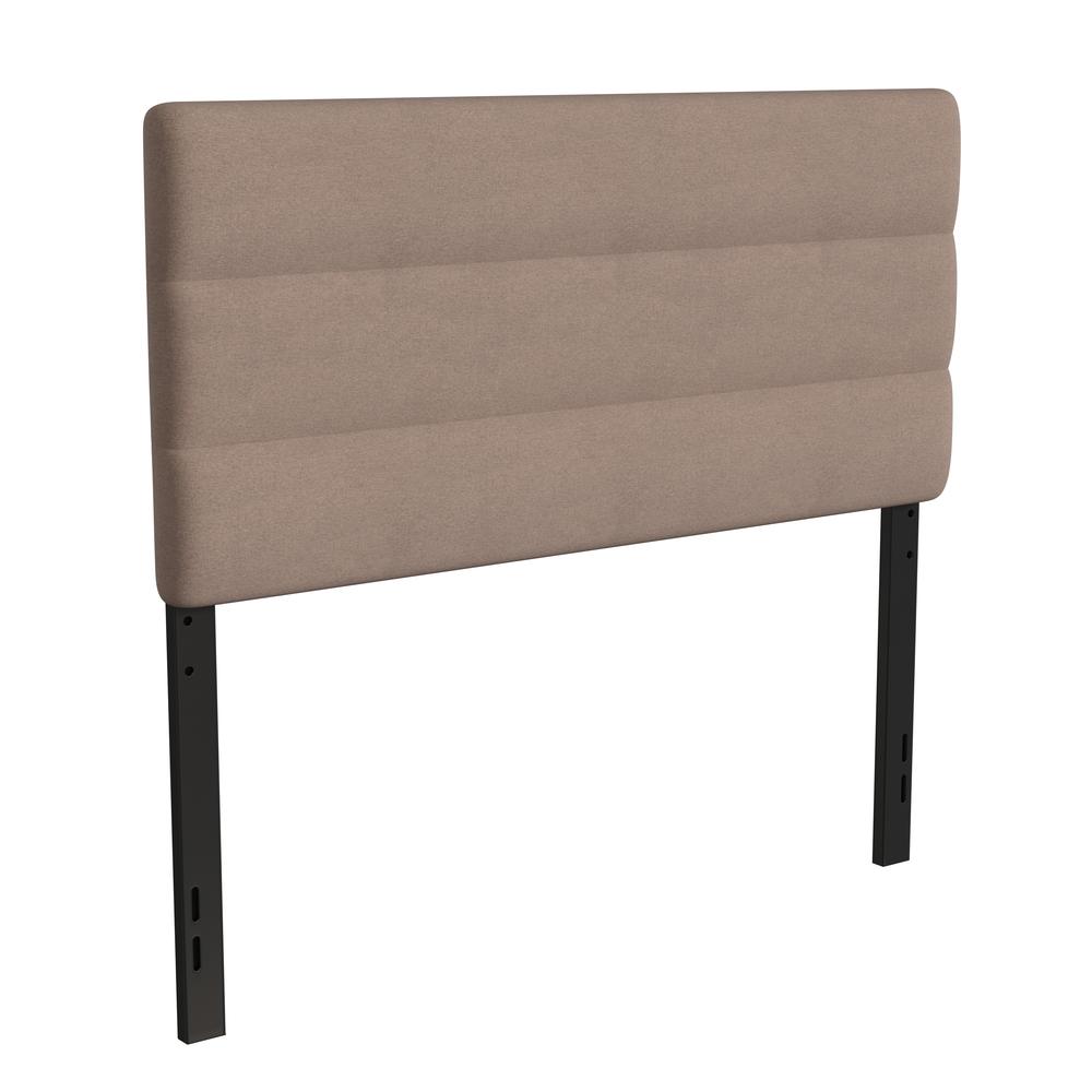 Full Channel Stitched Fabric Upholstered Headboard, from 44.5" to 57.25" - Taupe. Picture 1