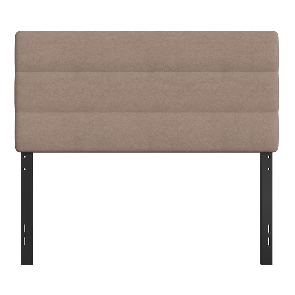 Full Channel Stitched Fabric Upholstered Headboard, from 44.5" to 57.25" - Taupe. Picture 11