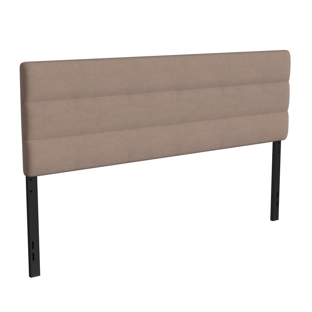 King Channel Stitched Fabric Upholstered Headboard, from 44.5" to 57.25" - Taupe. Picture 1