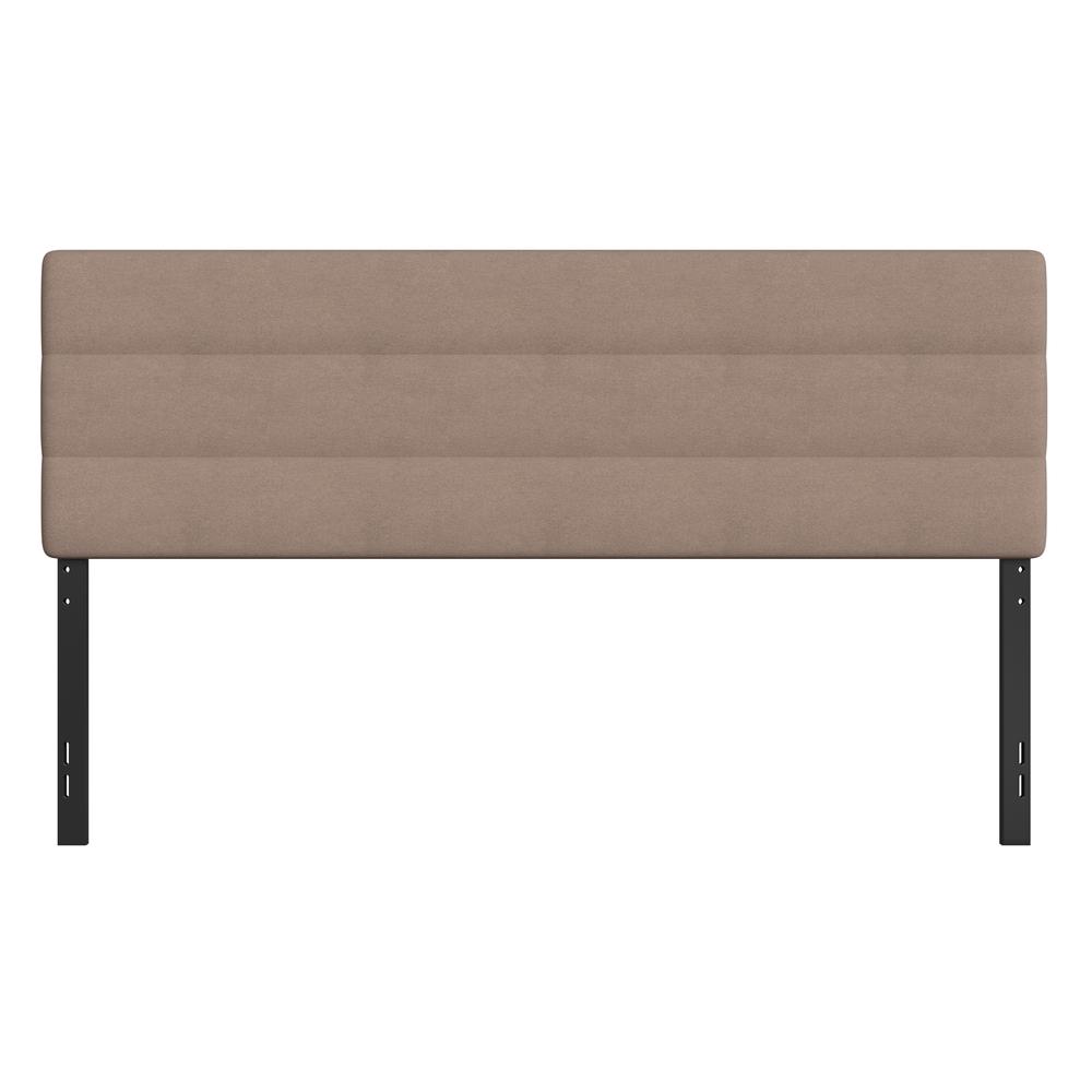 King Channel Stitched Fabric Upholstered Headboard, from 44.5" to 57.25" - Taupe. Picture 11