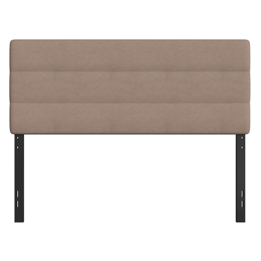 Queen Channel Stitched Fabric Upholstered Headboard,  Taupe. Picture 11