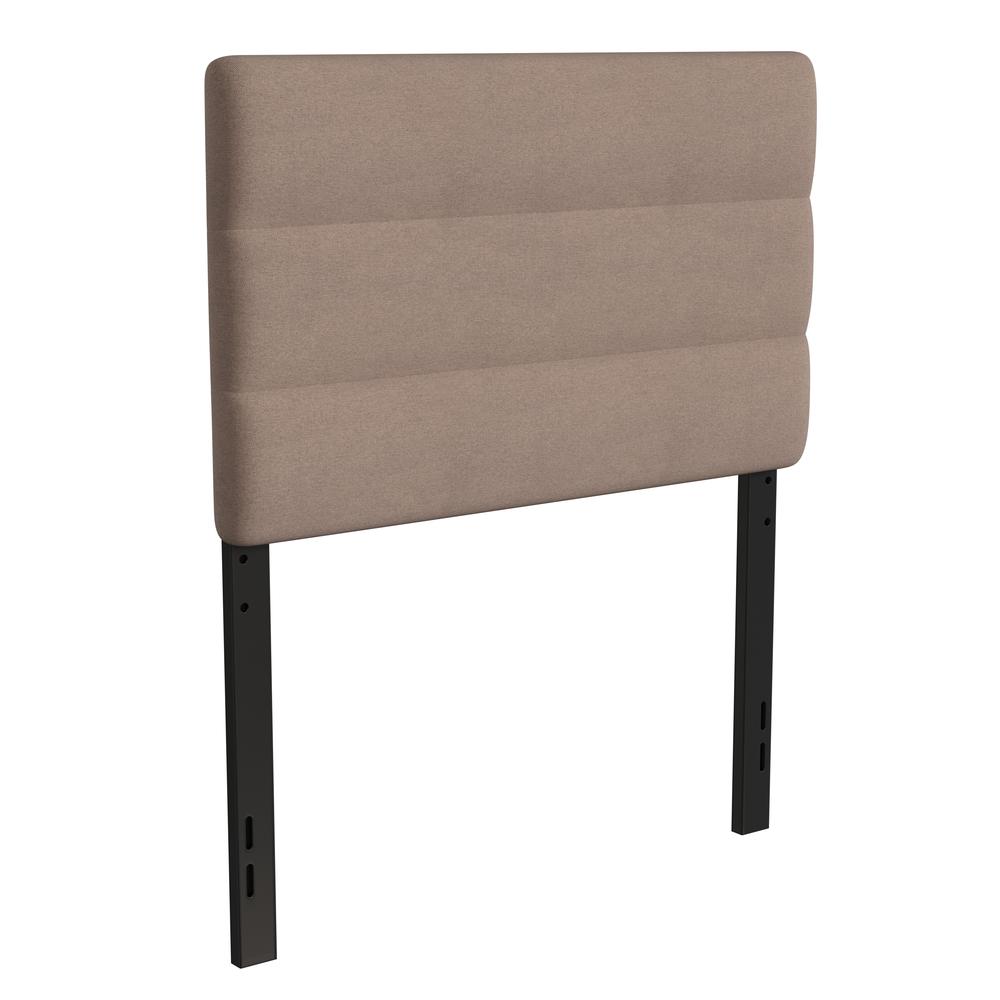 Paxton Twin Channel Stitched Fabric Upholstered Headboard, Adjustable Height from  44.5" to 57.25" - Taupe. Picture 1