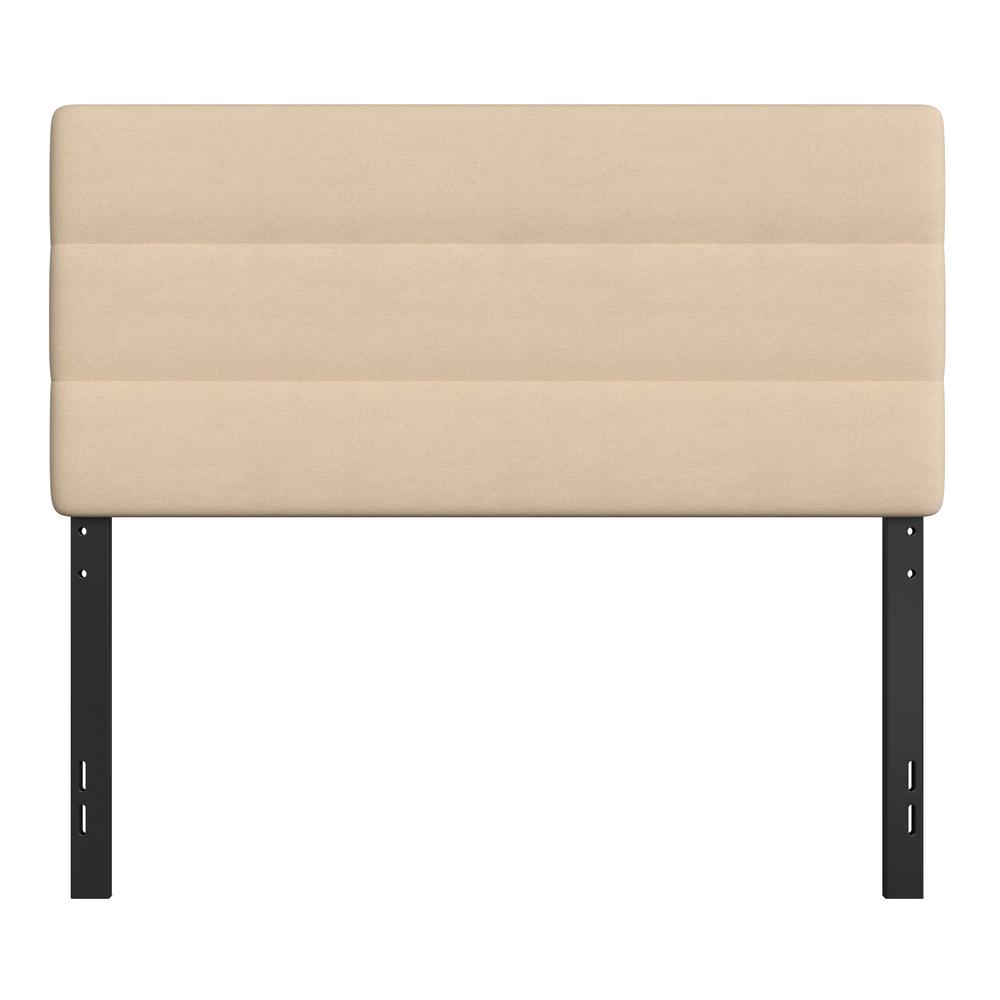 Full Channel Stitched Fabric Upholstered Headboard, from 44.5" to 57.25" - Cream. Picture 11