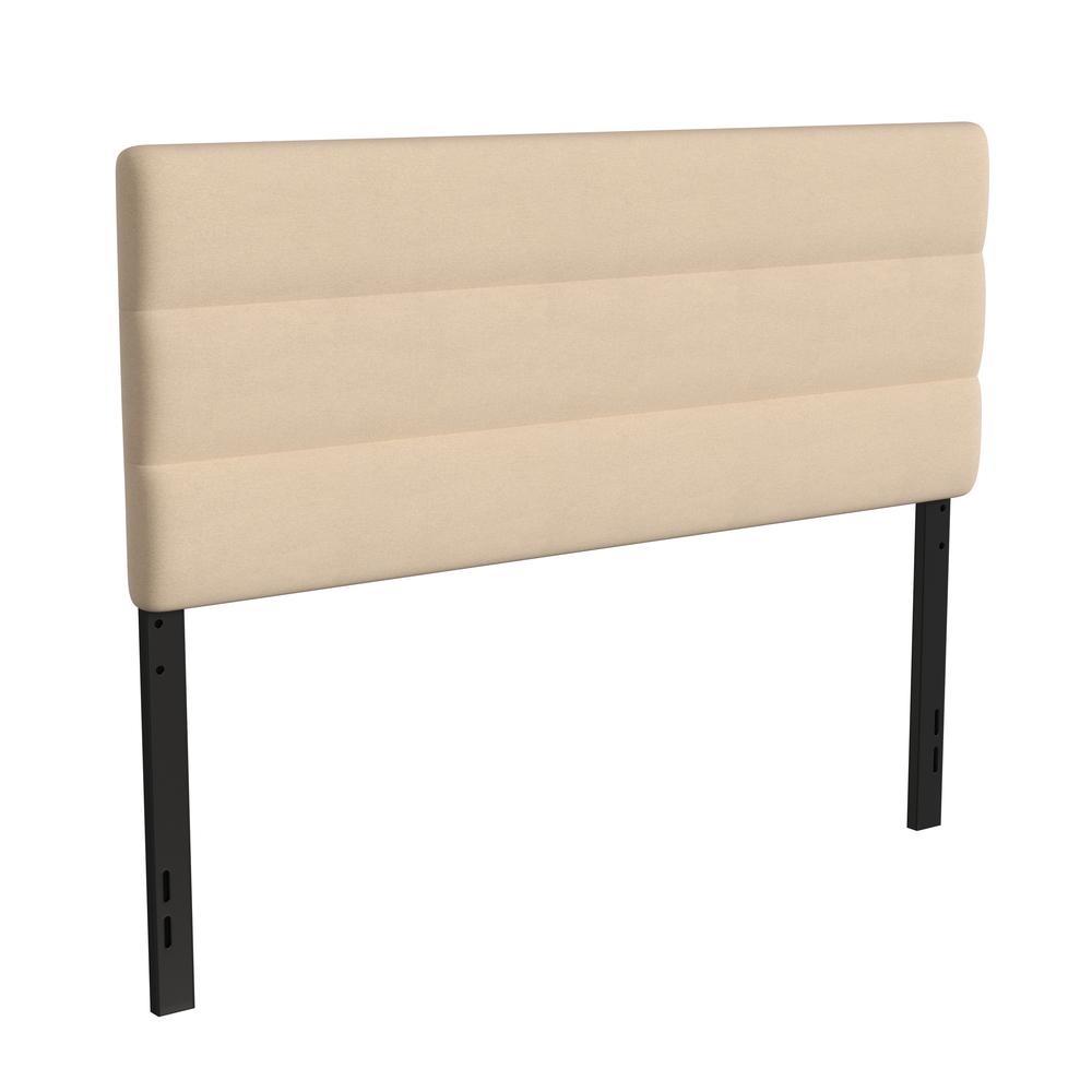 Paxton Queen Channel Stitched Fabric Upholstered Headboard, Adjustable Height from  44.5" to 57.25" - Cream. The main picture.