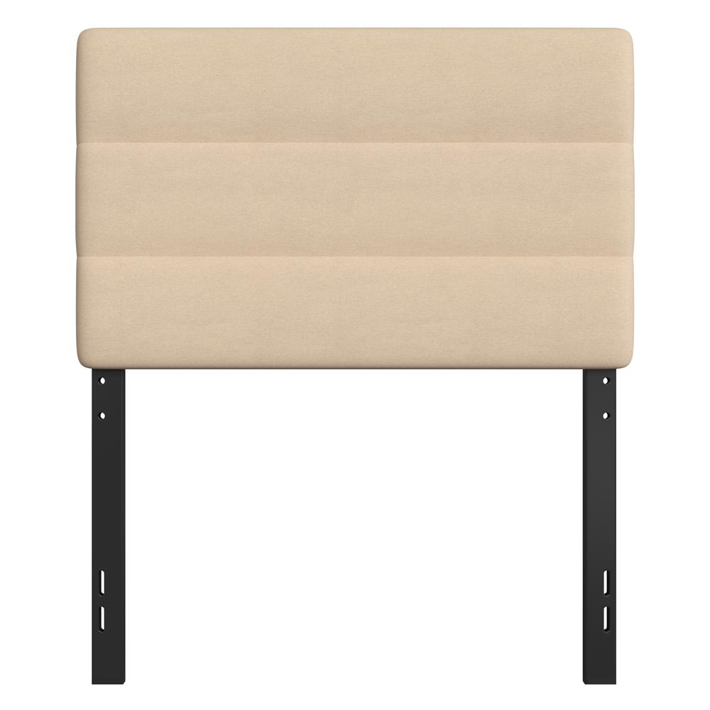 Twin Channel Stitched Fabric Upholstered Headboard, from 44.5" to 57.25" - Cream. Picture 11