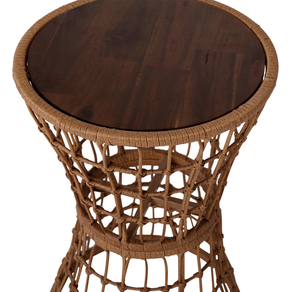 Natural Finish Rope Table with Acacia Wood Top, Fade and Weather Resistant. Picture 8