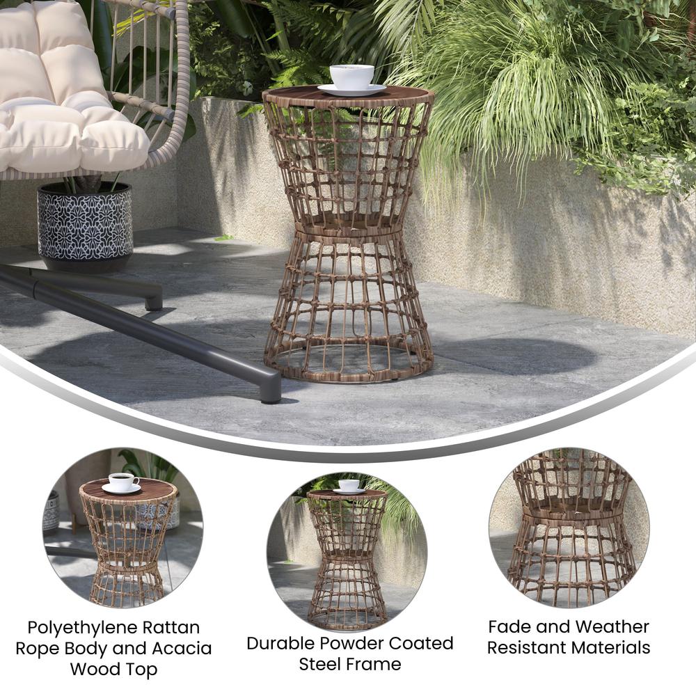 3-Piece Natural Patio Bistro Set, Rope Chairs, Black Seat Cushions. Picture 4