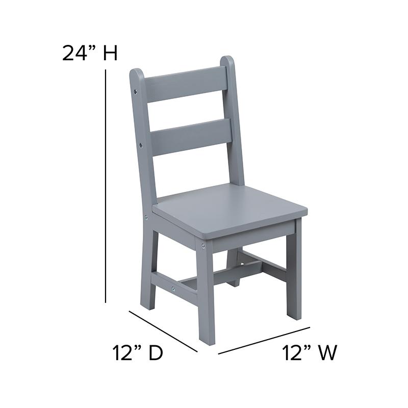 Solid Hardwood Table and Chair Set - 3 Piece Set - Gray. Picture 6