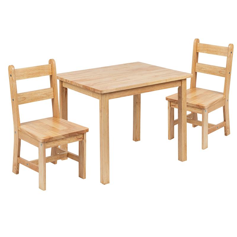 Solid Hardwood Table and Chair Set - 3 Piece Set - Natural. Picture 3