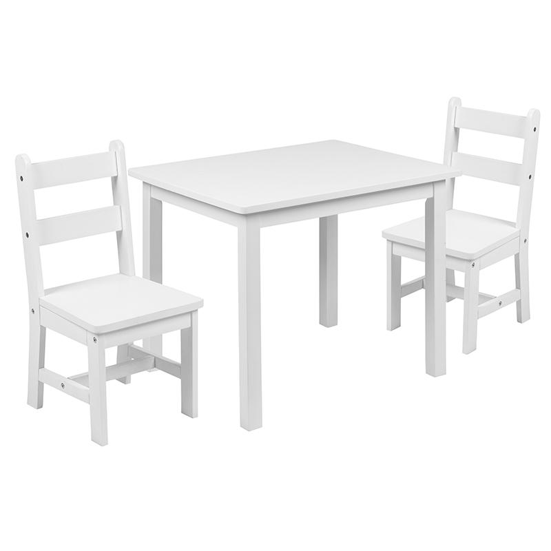 Solid Hardwood Table and Chair Set - 3 Piece Set - White. Picture 3