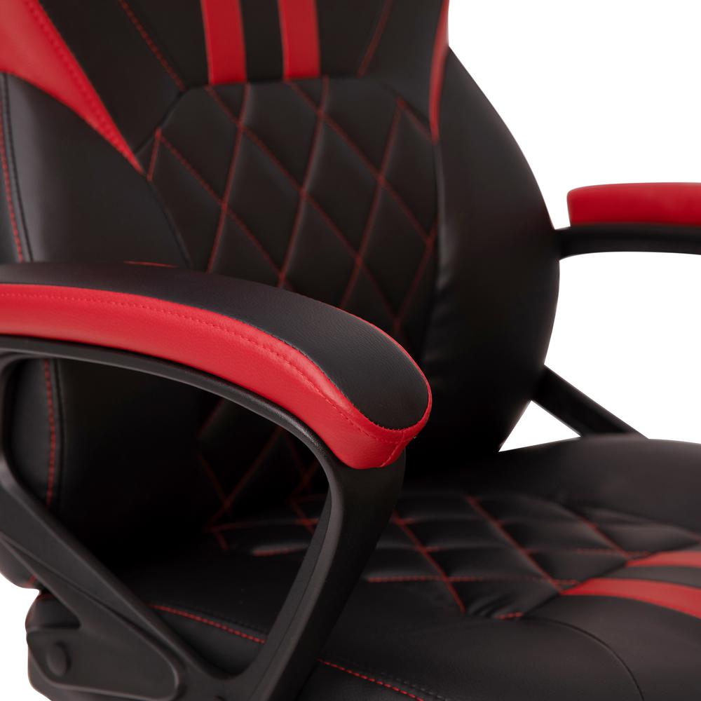 Ergonomic Office Computer Chair - Adjustable Black and Red Designer Gaming Chair - 360° Swivel - Red Dual Wheel Casters. Picture 7