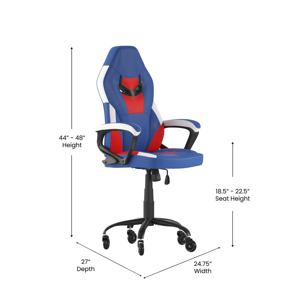 PC Office Computer Chair - Red, Blue Gaming Chair - 360° Swivel - Roller Wheels. Picture 5
