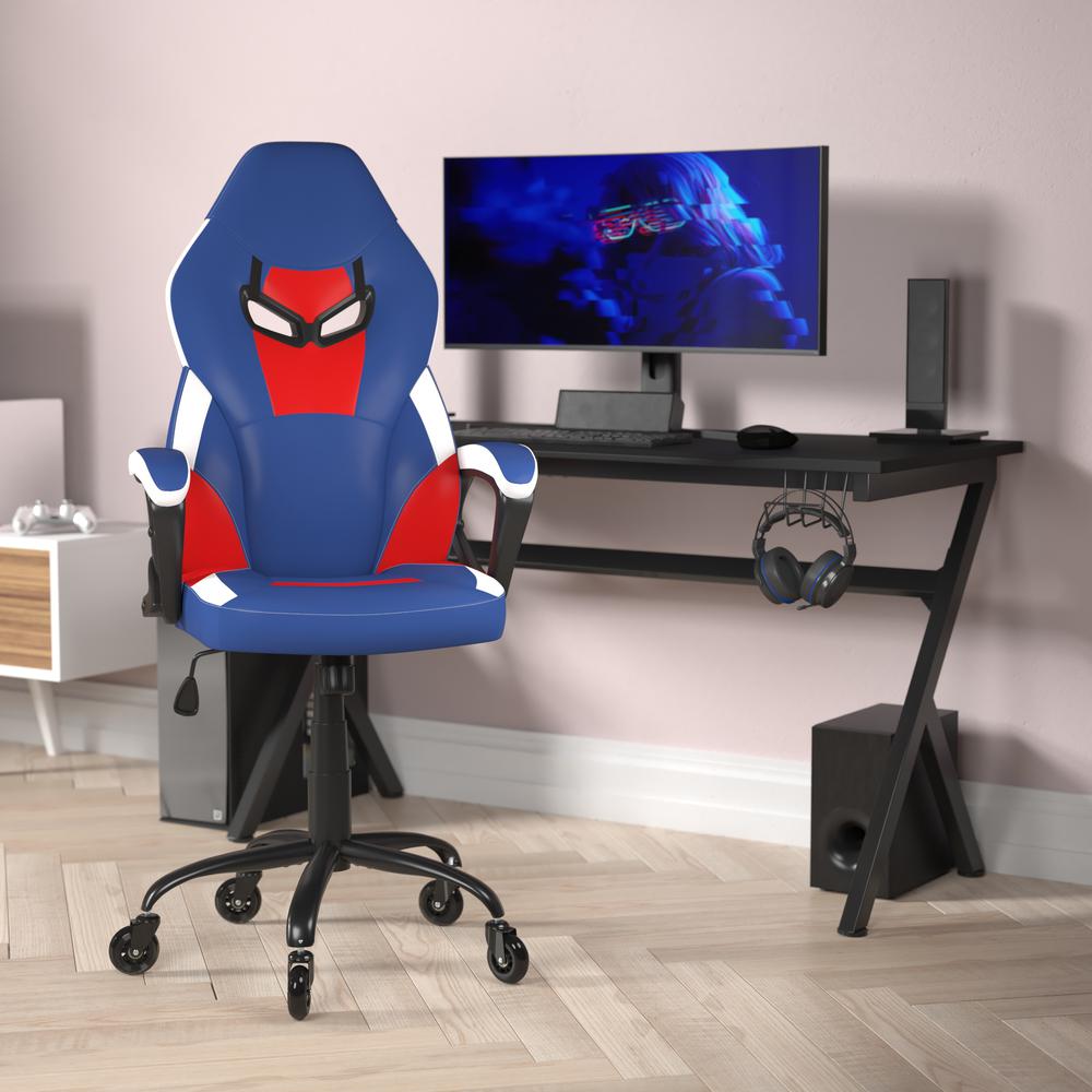 PC Office Computer Chair - Red, Blue Gaming Chair - 360° Swivel - Roller Wheels. Picture 1