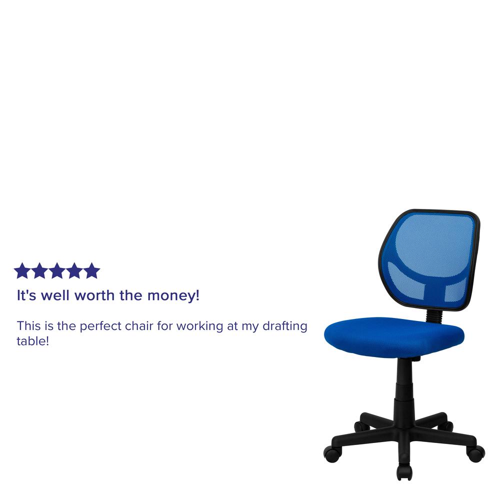 Low Back Blue Mesh Swivel Task Office Chair. Picture 5