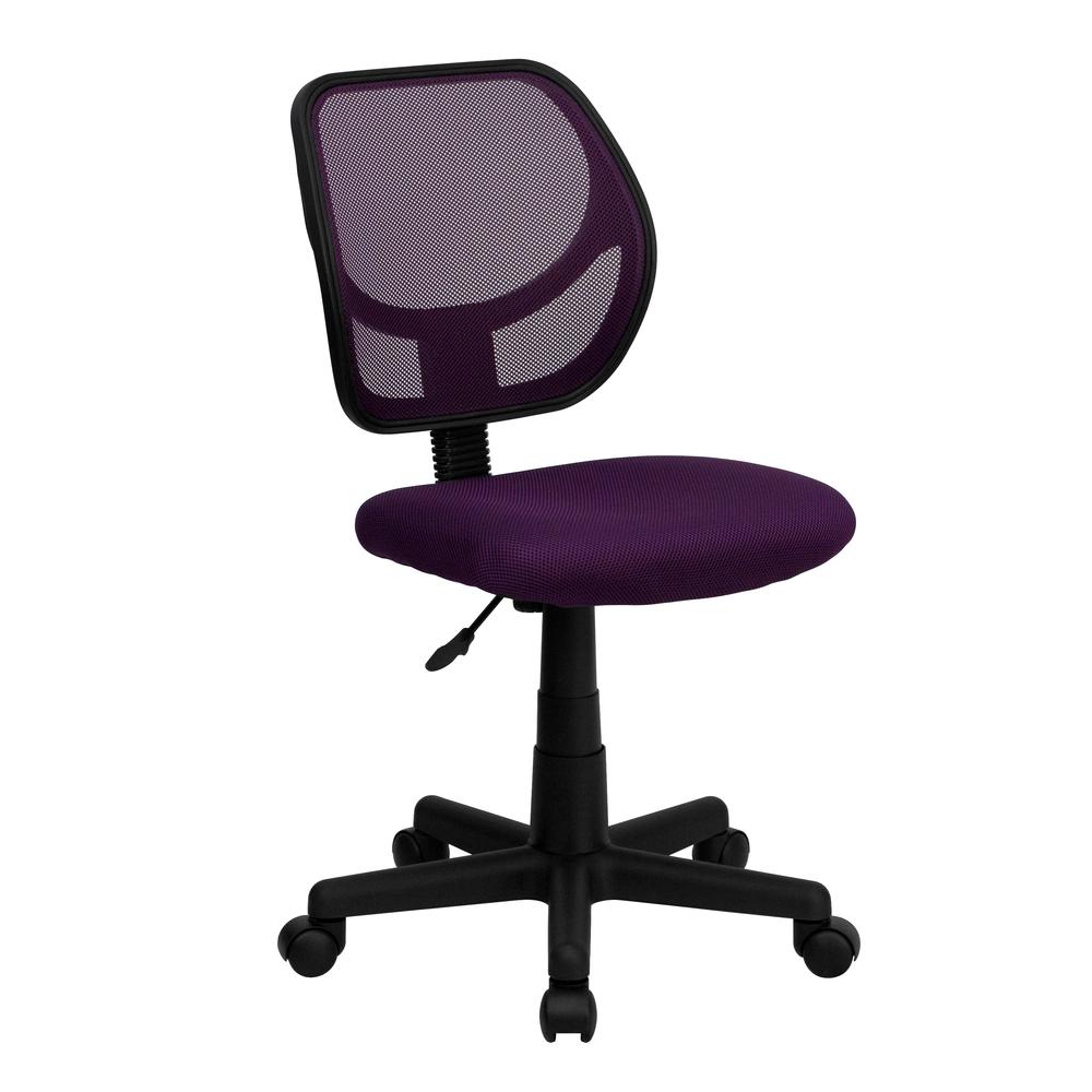Low Back Purple Mesh Swivel Task Office Chair. Picture 1