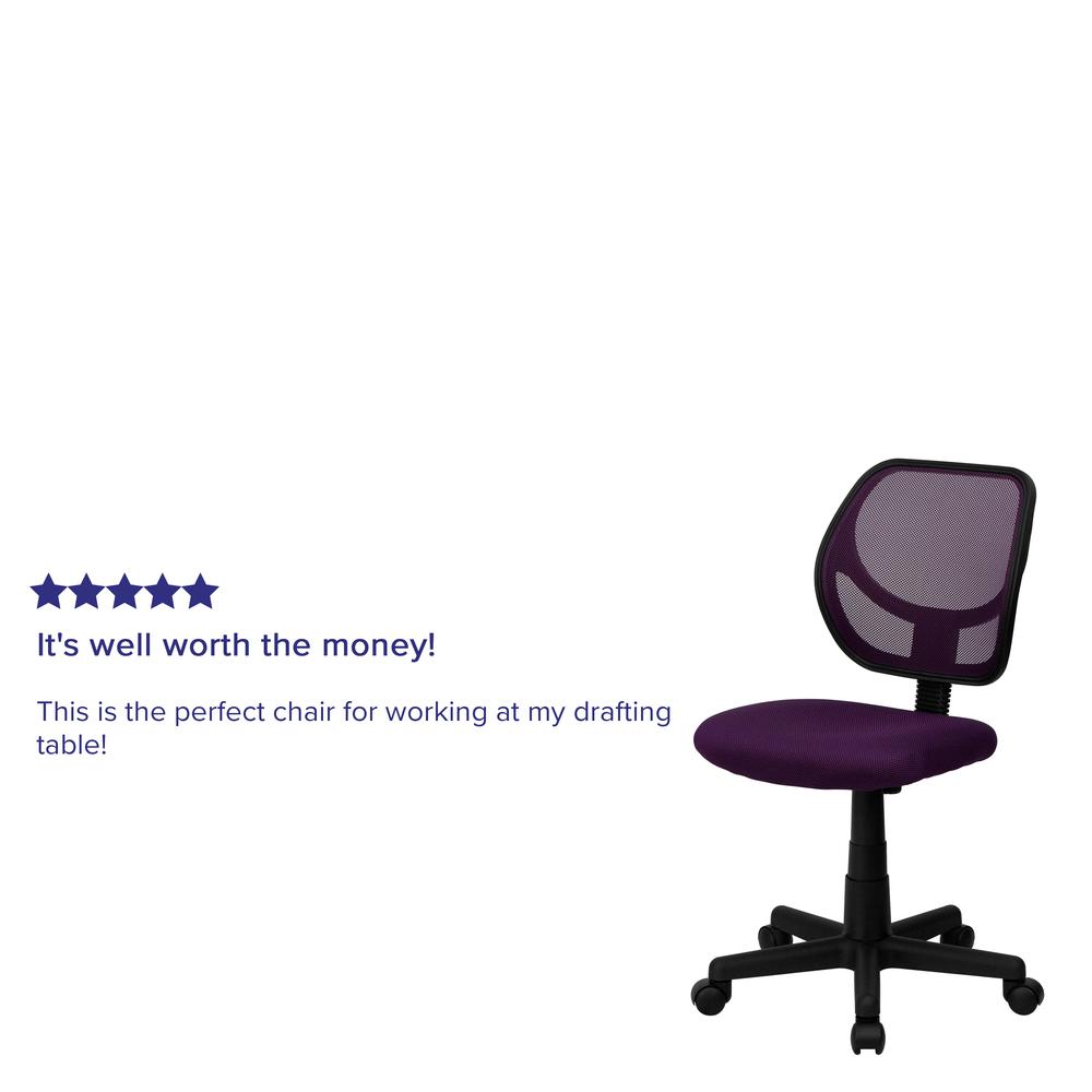 Low Back Purple Mesh Swivel Task Office Chair. Picture 5