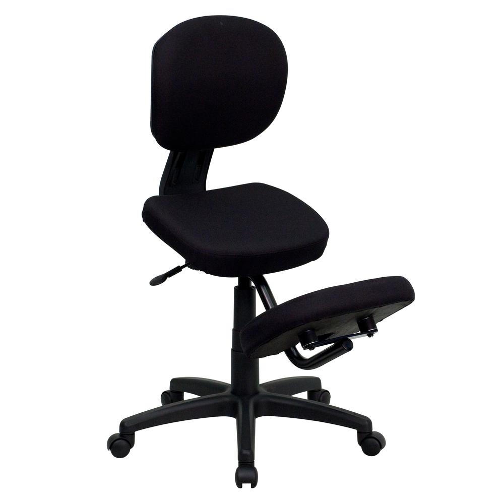 Mobile Ergonomic Kneeling Posture Task Office Chair with Back in Black Fabric. Picture 1