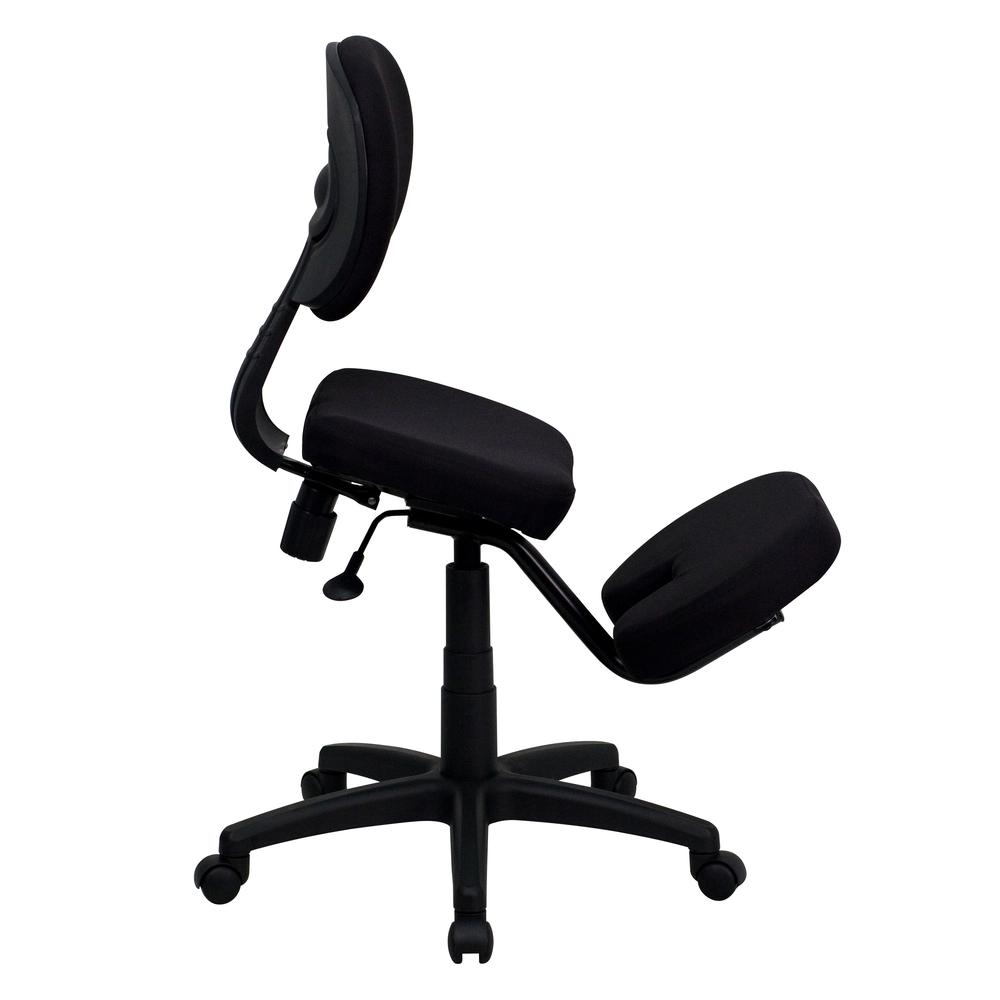 Mobile Ergonomic Kneeling Posture Task Office Chair with Back in Black Fabric. Picture 2