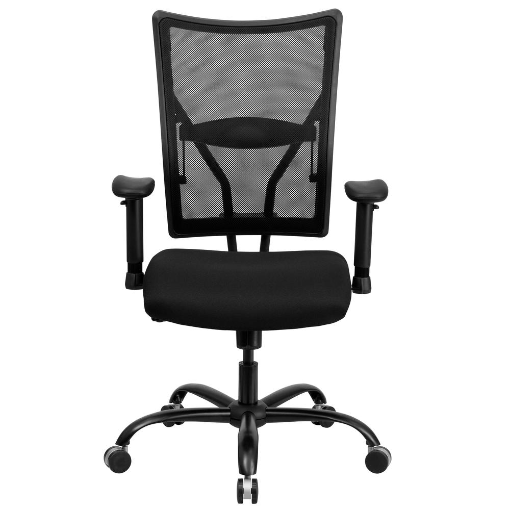 Big & Tall 400 lb. Rated Black Mesh Executive Swivel Ergonomic Office Chair with Adjustable Arms. Picture 4