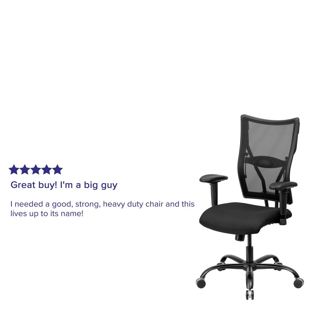 Big & Tall 400 lb. Rated Black Mesh Executive Swivel Ergonomic Office Chair with Adjustable Arms. Picture 7