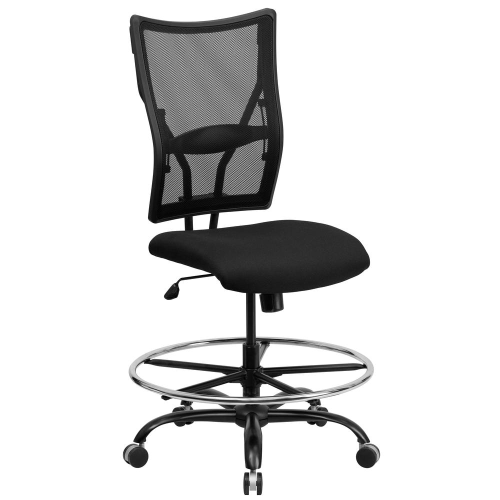 Big & Tall 400 lb. Rated Black Mesh Ergonomic Drafting Chair. Picture 1