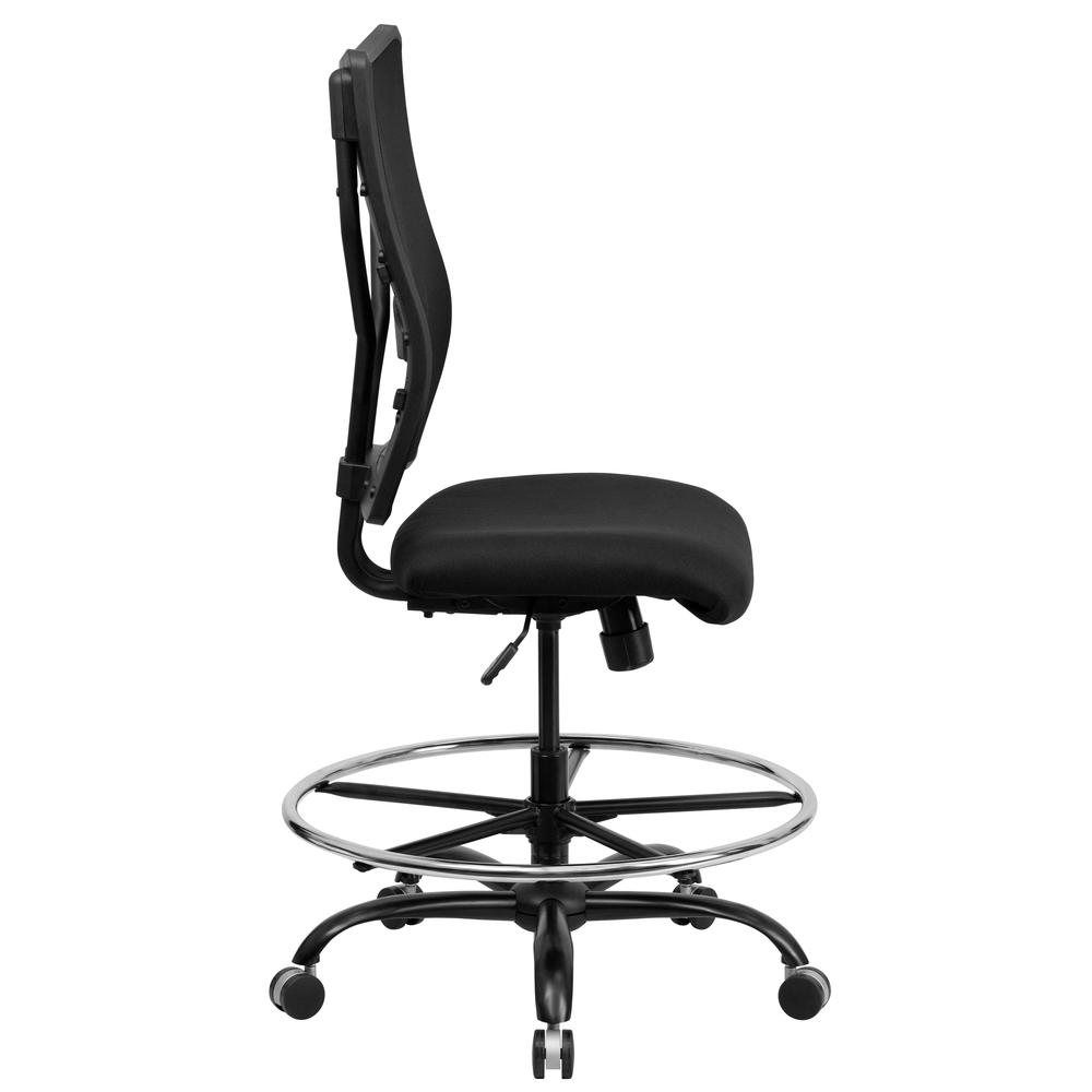 Big & Tall 400 lb. Rated Black Mesh Ergonomic Drafting Chair. Picture 2