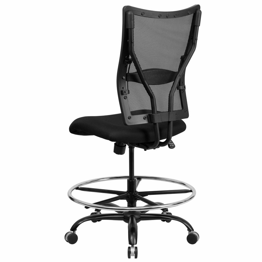 Big & Tall 400 lb. Rated Black Mesh Ergonomic Drafting Chair. Picture 3