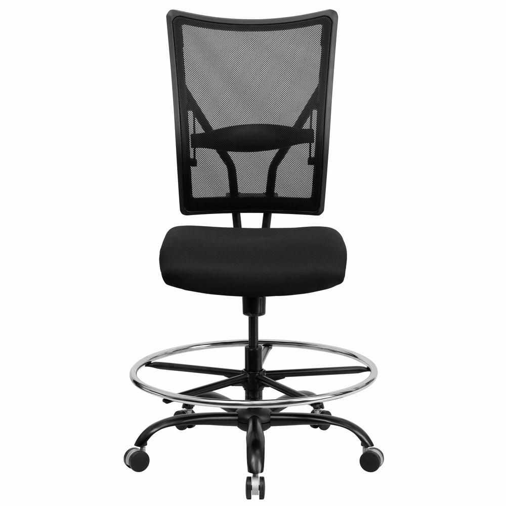 Big & Tall 400 lb. Rated Black Mesh Ergonomic Drafting Chair. Picture 4