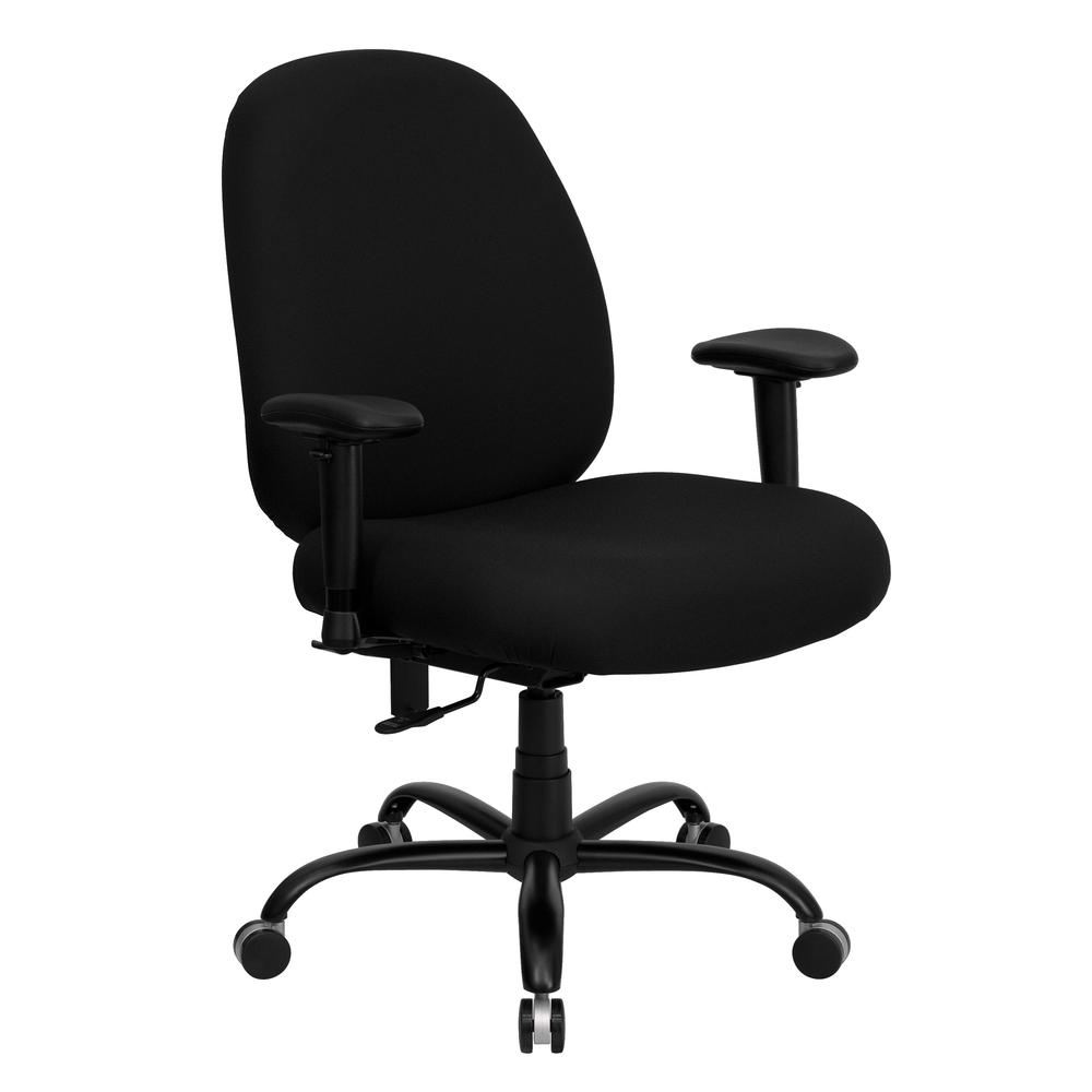 Big & Tall 400 lb. Rated High Back Black Fabric Executive Ergonomic Office Chair with Adjustable Back and Arms. Picture 1
