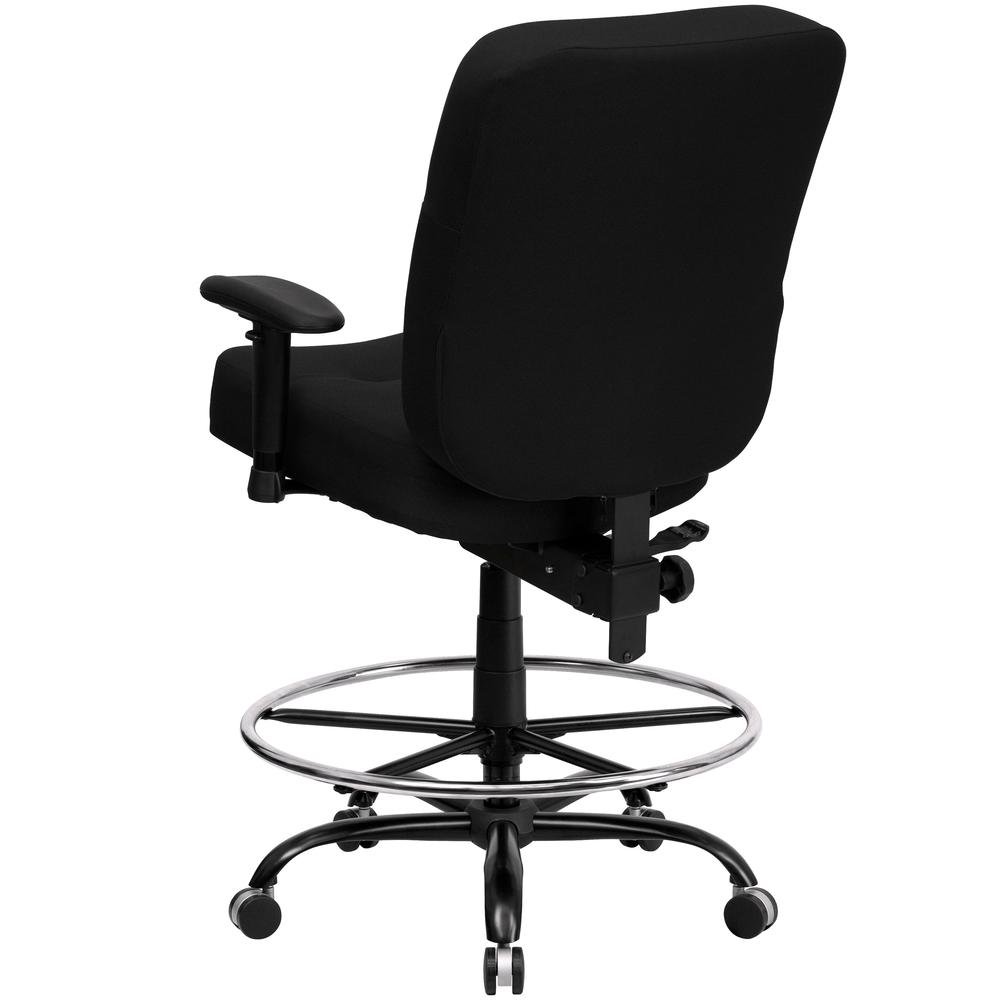 Big & Tall 400 lb. Rated High Back Black Fabric Rectangular Back Ergonomic Draft Chair with Adjustable Arms. Picture 3