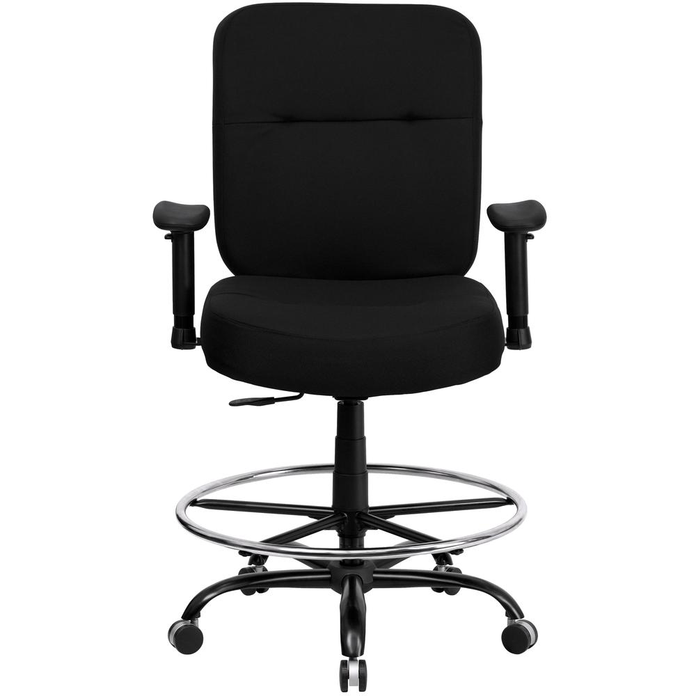 Big & Tall 400 lb. Rated High Back Black Fabric Rectangular Back Ergonomic Draft Chair with Adjustable Arms. Picture 4