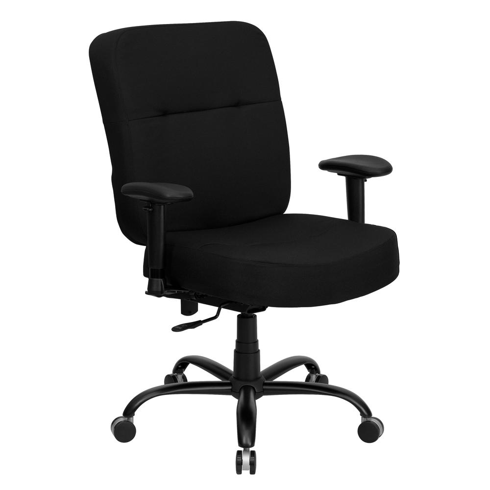 Big & Tall 400 lb. Rated High Back Black Fabric Executive Swivel Ergonomic Office Chair with Rectangular Back and Adjustable Arms. Picture 1
