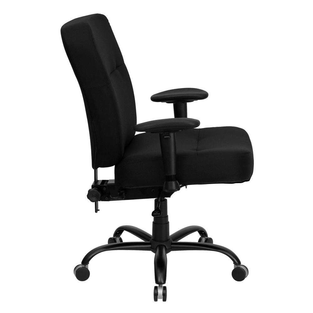 Big & Tall 400 lb. Rated High Back Black Fabric Executive Swivel Ergonomic Office Chair with Rectangular Back and Adjustable Arms. Picture 2