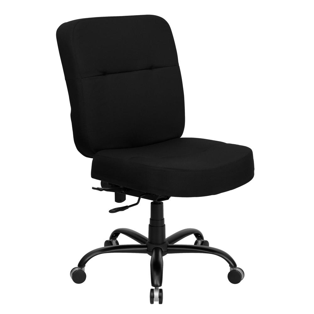Big & Tall 400 lb. Rated High Back Black Fabric Executive Swivel Ergonomic Office Chair with Rectangular Back. Picture 1
