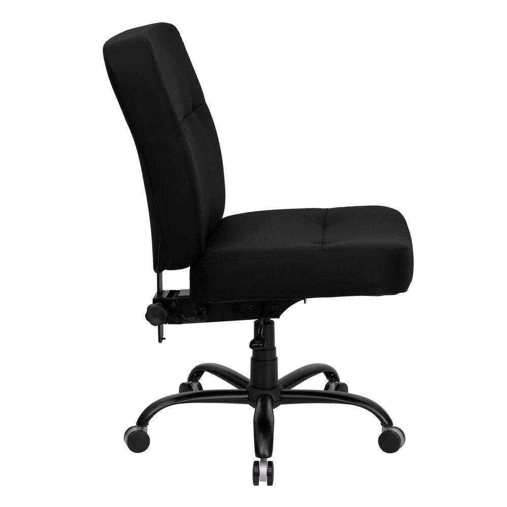 Big & Tall 400 lb. Rated High Back Black Fabric Executive Swivel Ergonomic Office Chair with Rectangular Back. Picture 2