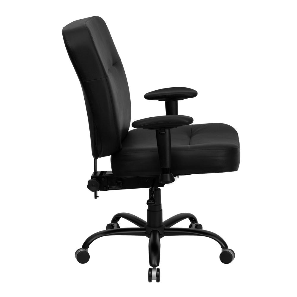 Big & Tall 400 lb. Rated High Back Black LeatherSoft Executive Ergonomic Office Chair with Rectangular Back and Adjustable Arms. Picture 2