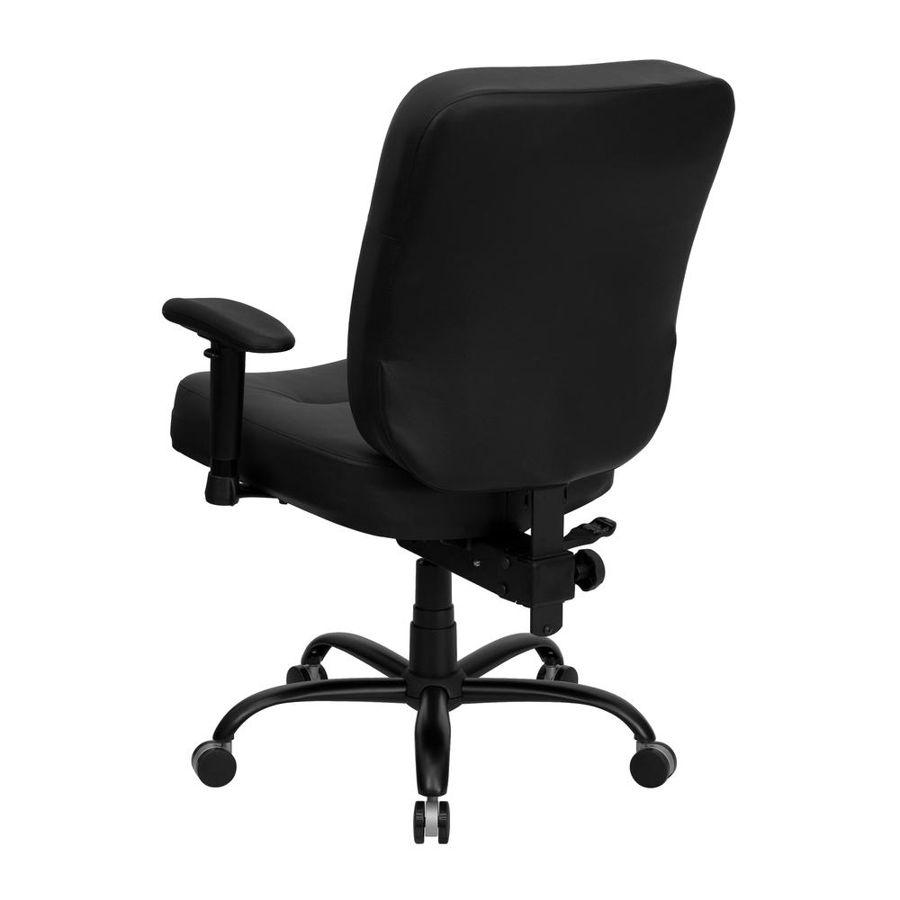 Big & Tall 400 lb. Rated High Back Black LeatherSoft Executive Ergonomic Office Chair with Rectangular Back and Adjustable Arms. Picture 3
