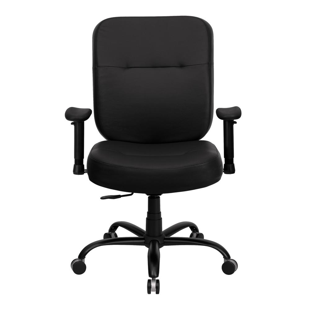 Big & Tall 400 lb. Rated High Back Black LeatherSoft Executive Ergonomic Office Chair with Rectangular Back and Adjustable Arms. Picture 4