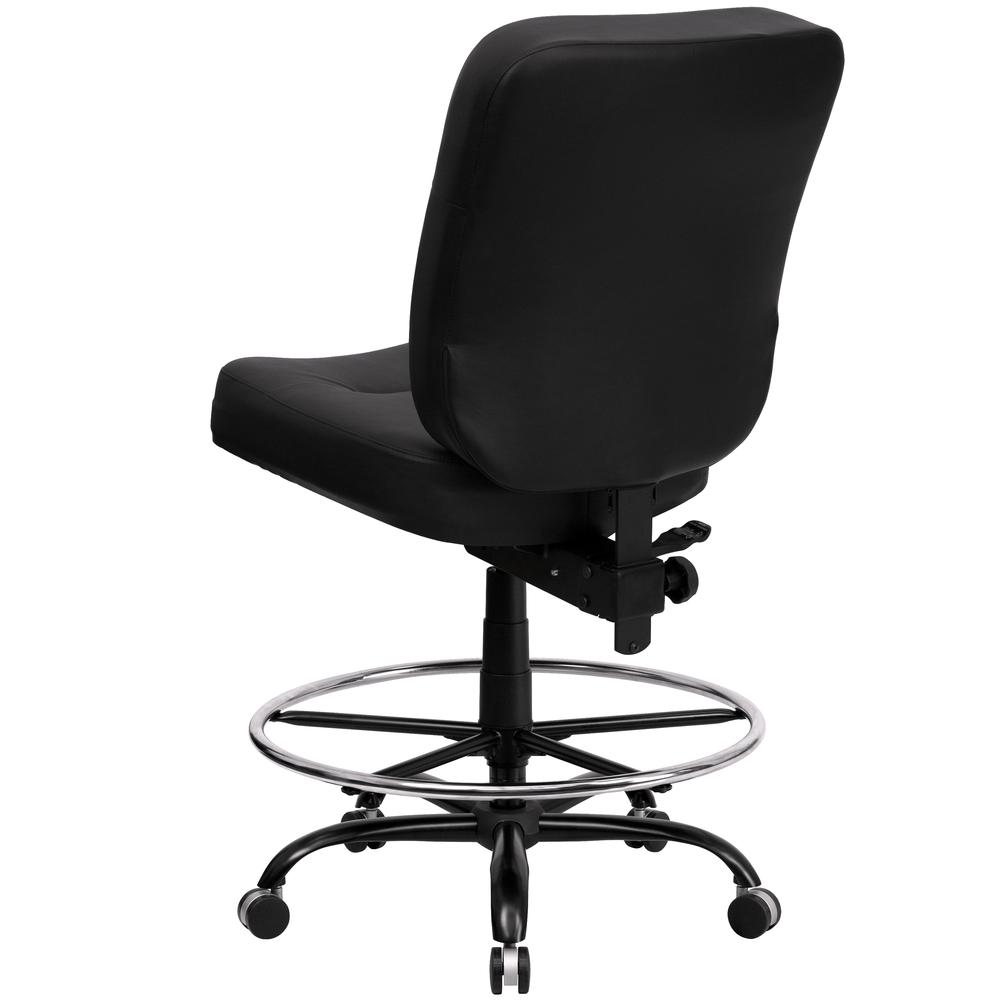 Big & Tall 400 lb. Rated Black LeatherSoft Ergonomic Drafting Chair. Picture 3