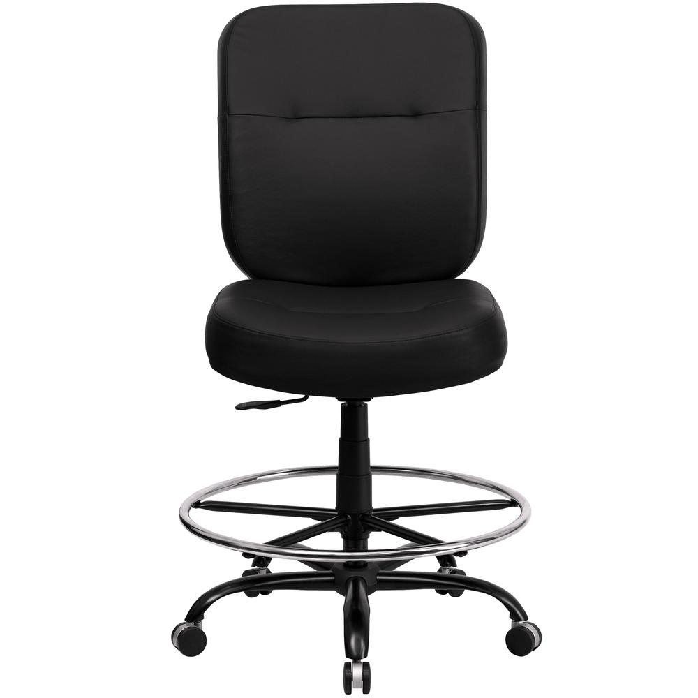 Big & Tall 400 lb. Rated Black LeatherSoft Ergonomic Drafting Chair. Picture 4