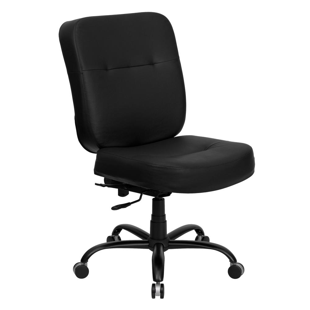 Big & Tall 400 lb. Rated High Back Black LeatherSoft Executive Swivel Ergonomic Office Chair with Rectangle Back. Picture 1