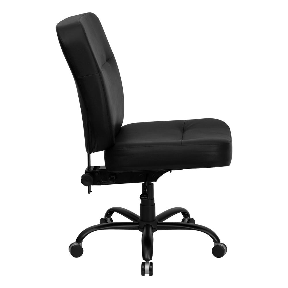 Big & Tall 400 lb. Rated High Back Black LeatherSoft Executive Swivel Ergonomic Office Chair with Rectangle Back. Picture 2